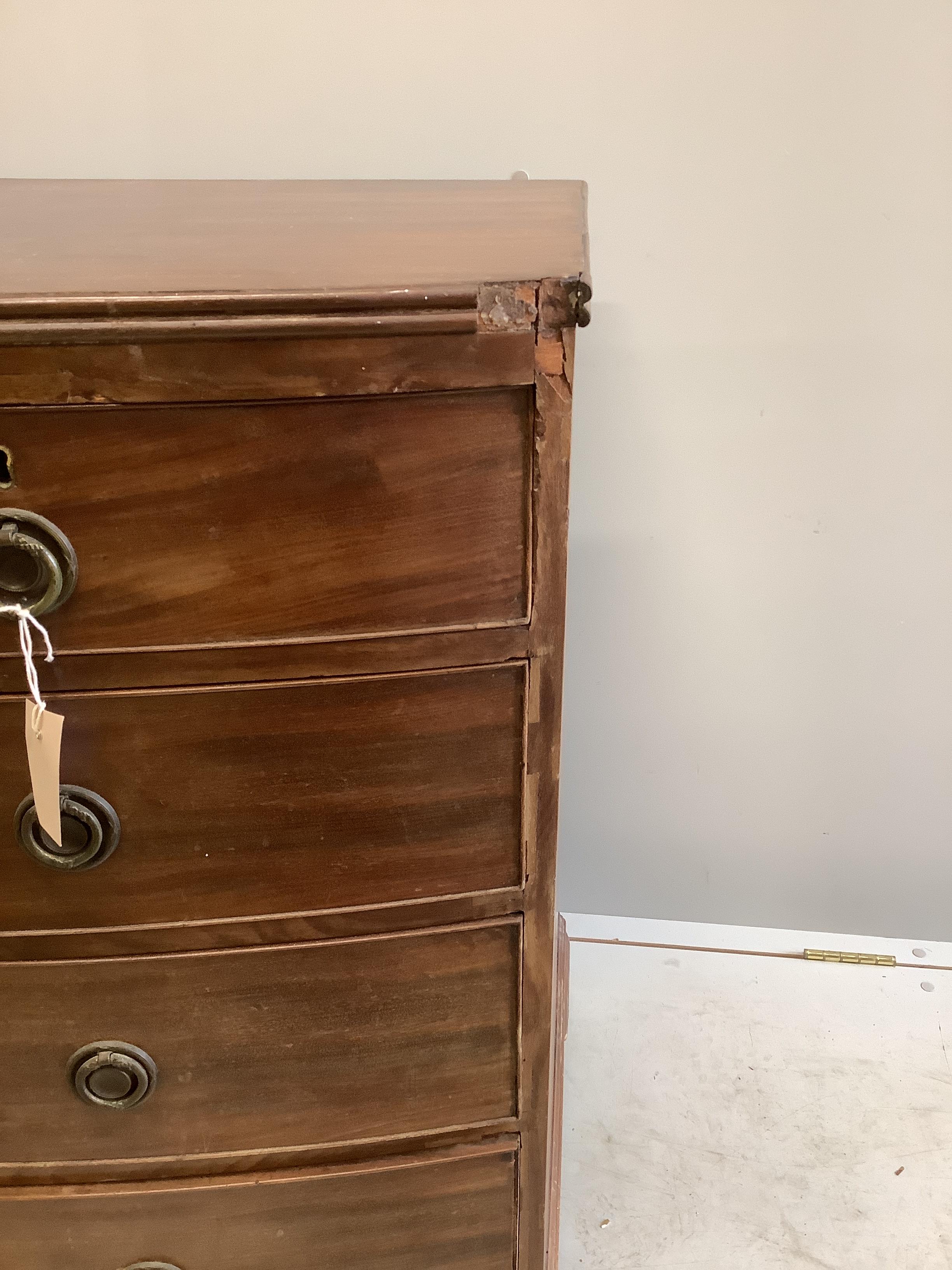 A Regency mahogany bowfront chest, width 106cm, depth 57cm, height 90cm